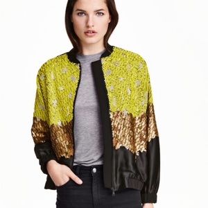 H&M Conscious Exclusive Beaded Bomber Jacket